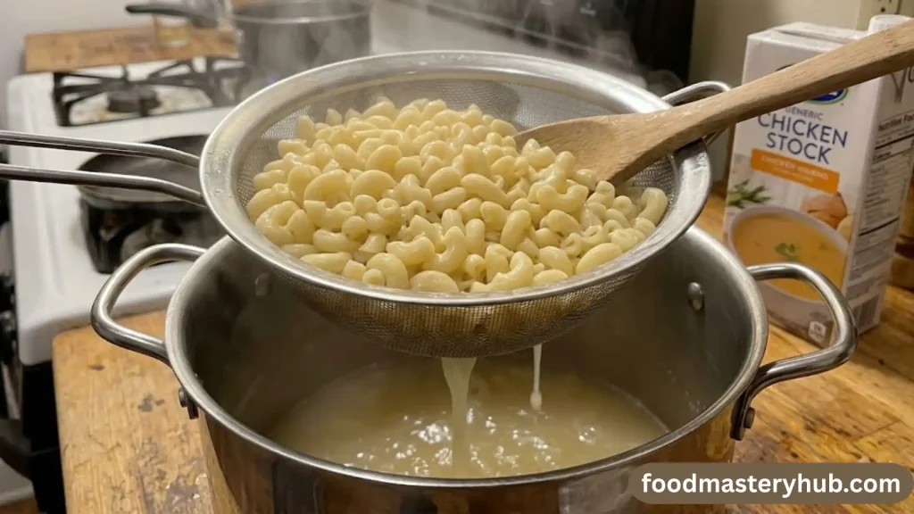 Danni Rose Mac and Cheese Recipe | Easy & Creamy 2 Boil the pasta in stock image